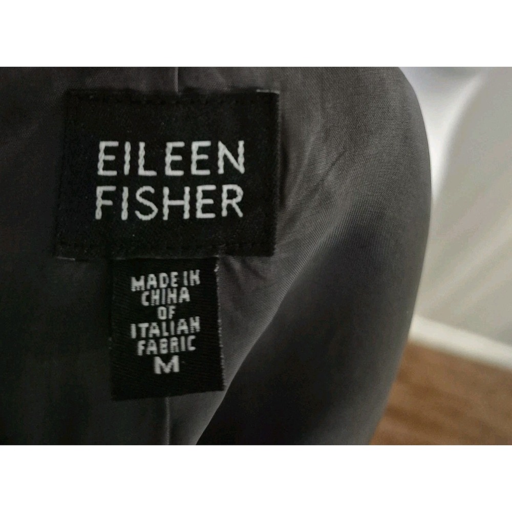 Eileen Fisher Womens Jacket Medium Brown Crinkle Snap Buttons‎ Pockets Long - Picture 13 of 16